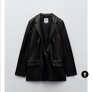 NWT Zara Black Faux Leather Blazer